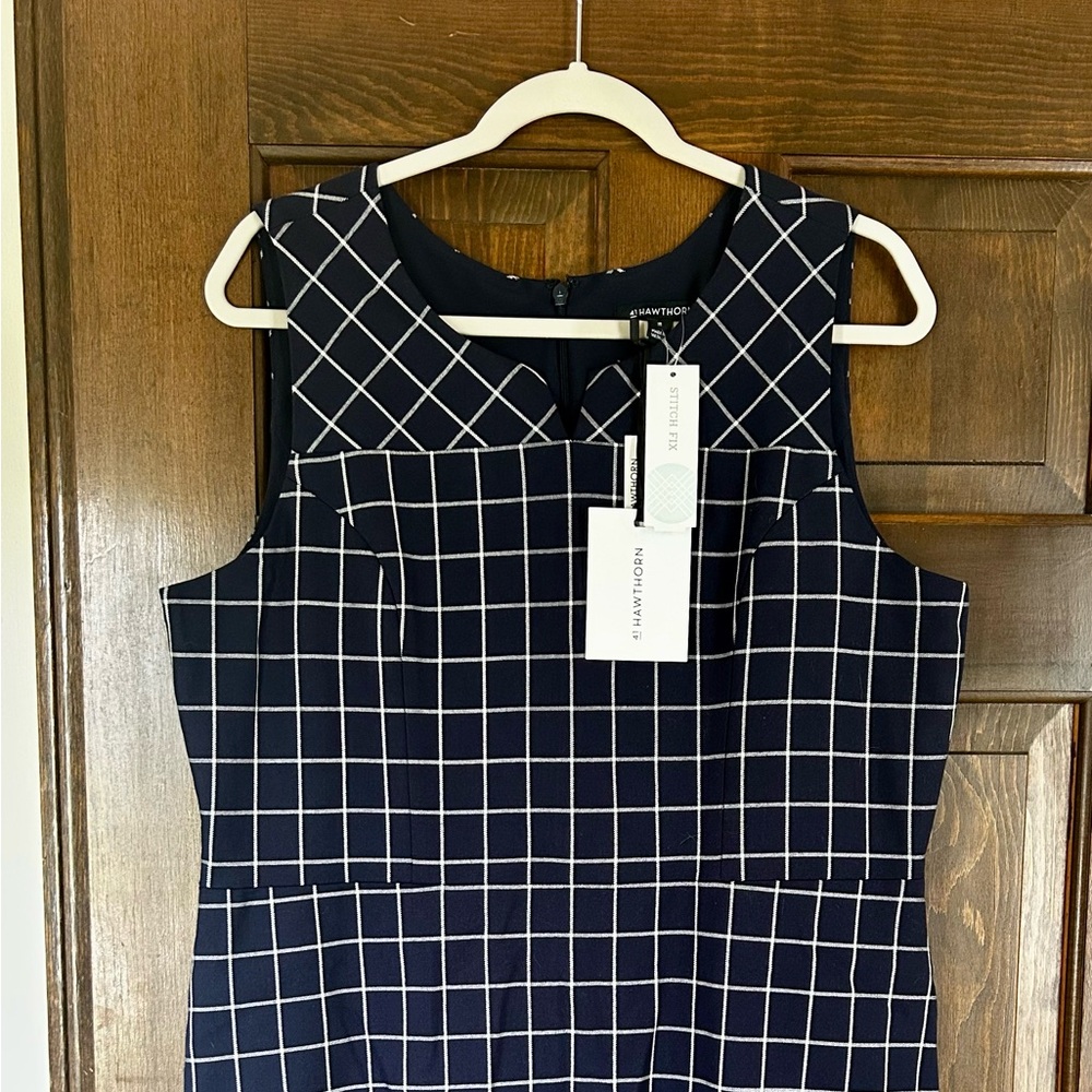 41 Hawthorn Wendy Dress – New, Navy Windowpane, Size 16